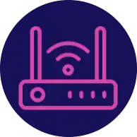 Round Icon of a internet router.